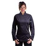 B137-XS - Chef Works Marbella Ladies Executive Chef Coat Black - Size XS