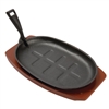 CC310 - Olympia Cast Iron Oval Sizzler - 280x190mm 11x7 1/2" with Wooden Stand