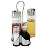 CF297 - Cruet Set & Stand - Salt Pepper Vinegar Oil