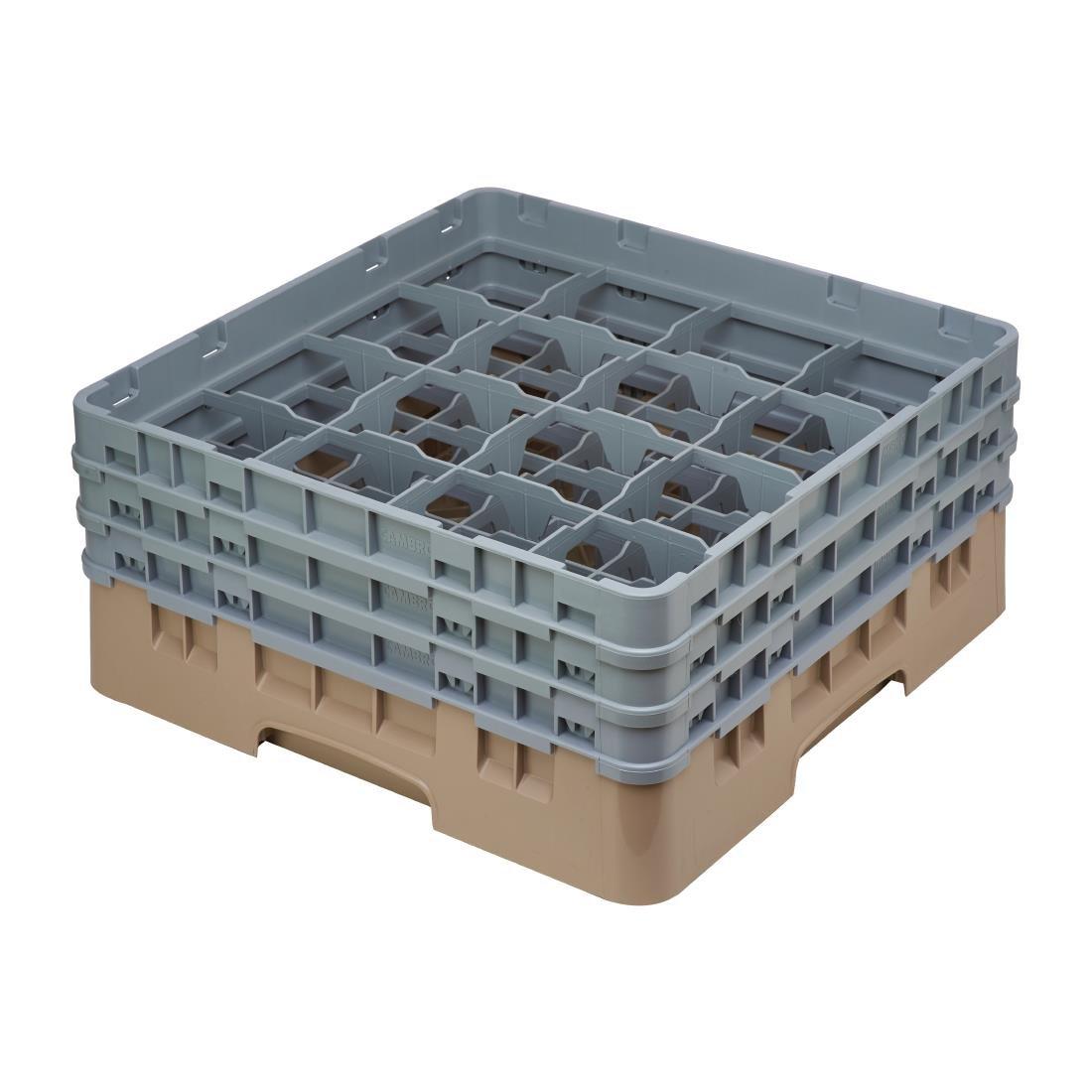 DE783 - Cambro Camrack Beige 16 Compartments Max Glass Height 174