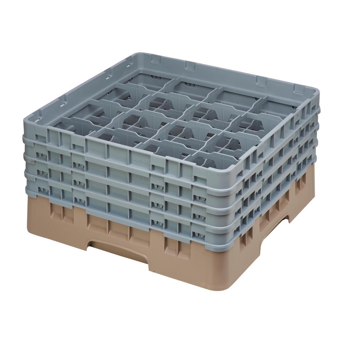 DE784 - Cambro Camrack Beige 16 Compartments Max Glass Height 215