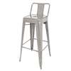 Bolero Bistro Steel High Stool with Backrest Galvanised (Pack 4)  DL877