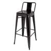 Bolero Bistro Steel High Stool with Backrest Black (Pack 4)  DL882