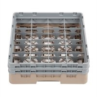DW551 - Cambro Camrack 16 Compartment Glass Rack Beige - Max Height 133mm