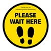 Please Wait Here with Symbol Social Distancing Floor Graphic - 200mm  FN360