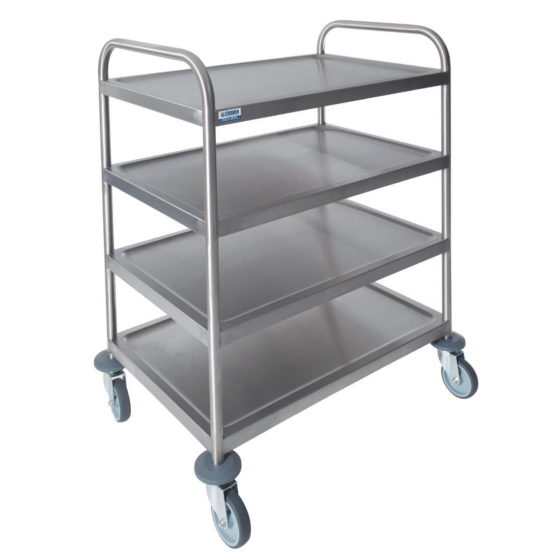 GG136 - Stainless steel, Fully welded construction, Bumpers fitted as standard, 4 tiers, Max weight capacity: 60kg, Useable area (mm): 701 x 450, Shelf size (mm): 75(L)x 501(W), Dimensions 970(H)x 821(W)x 571(D)mm