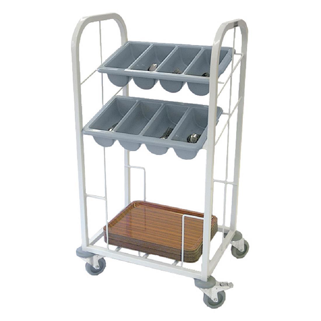 GG139 - Craven Two Tier Cutlery & Tray Dispense Trolley