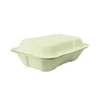 GH026 -  Vegware Compostable Bagasse Clamshell Hinged Meal Boxes 228mm (Pack of 200)