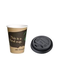 SA483 - Special Offer Fiesta Green 8oz Compostable Hot Cups and Lids x 50