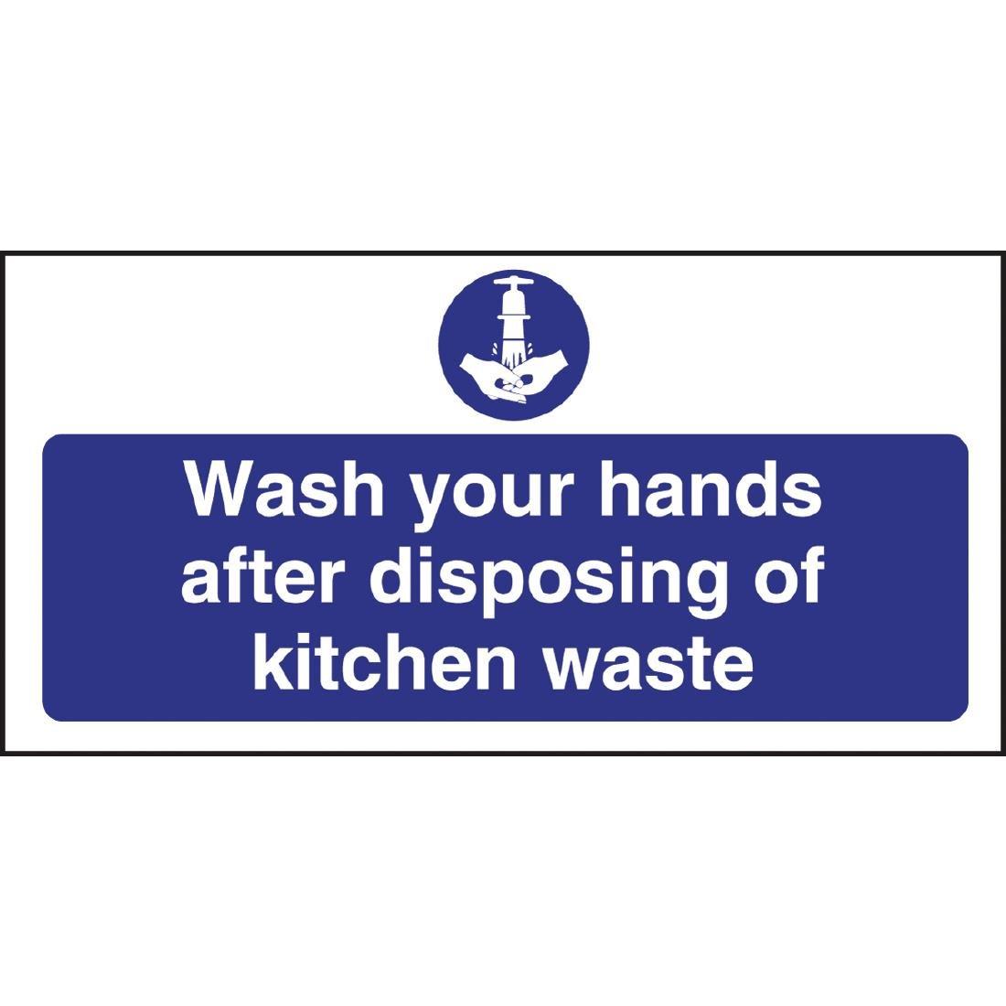 W191 - Wash Hands Kitchen Waste Sign