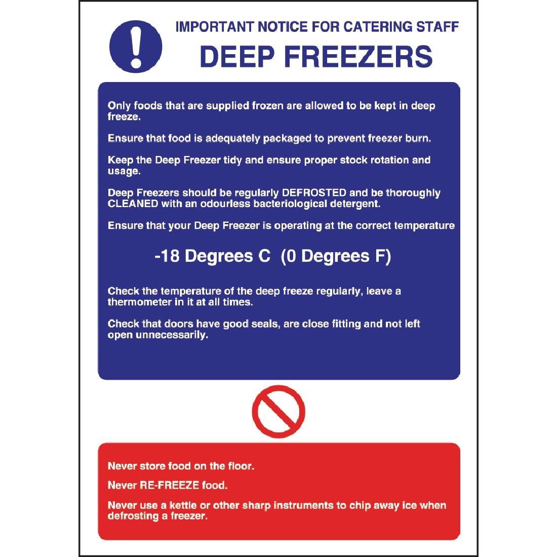 W195 - Deep Freezer Guidelines Sign
