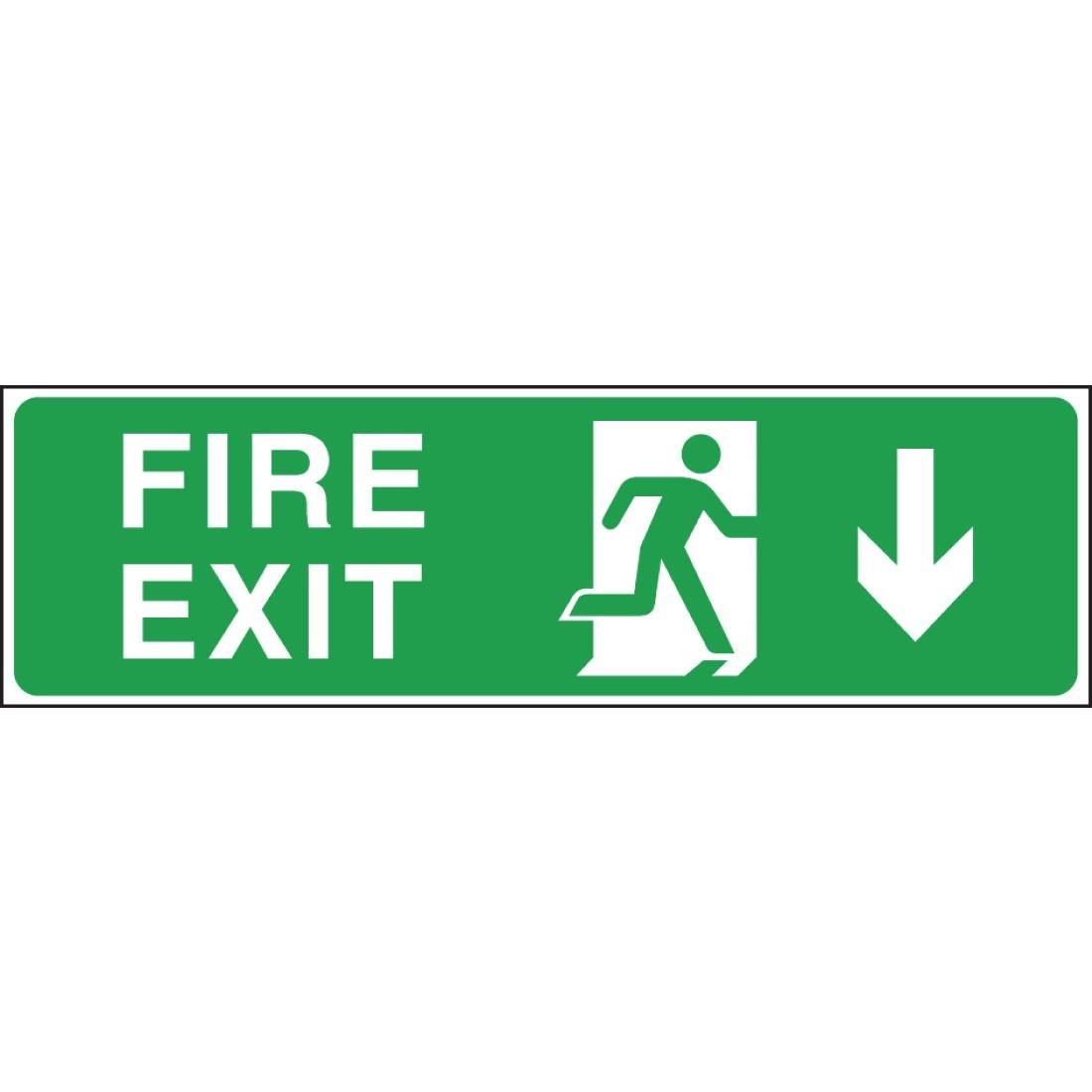 W300 - Fire Exit Arrow Down Sign