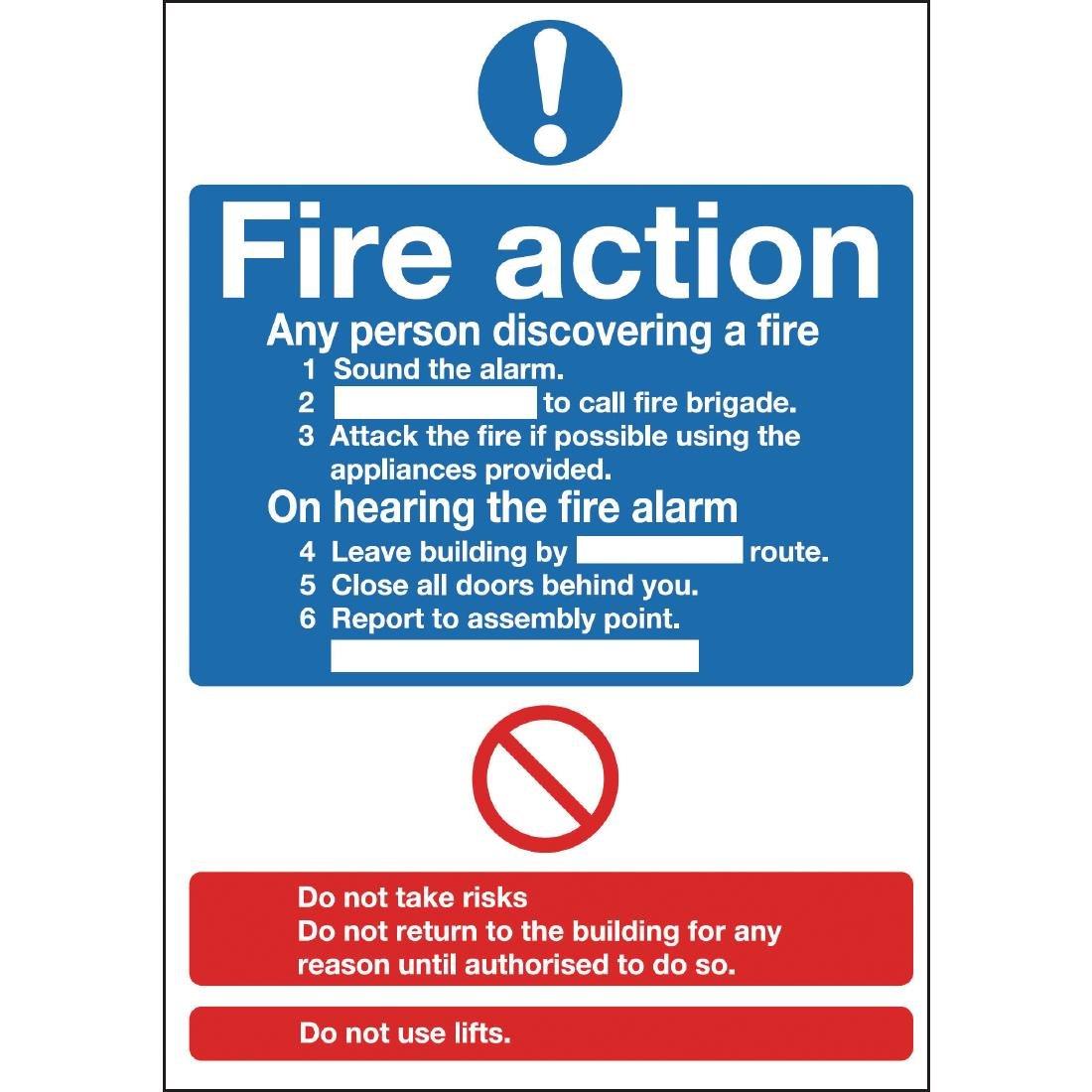 Y919 - Fire Action Sign