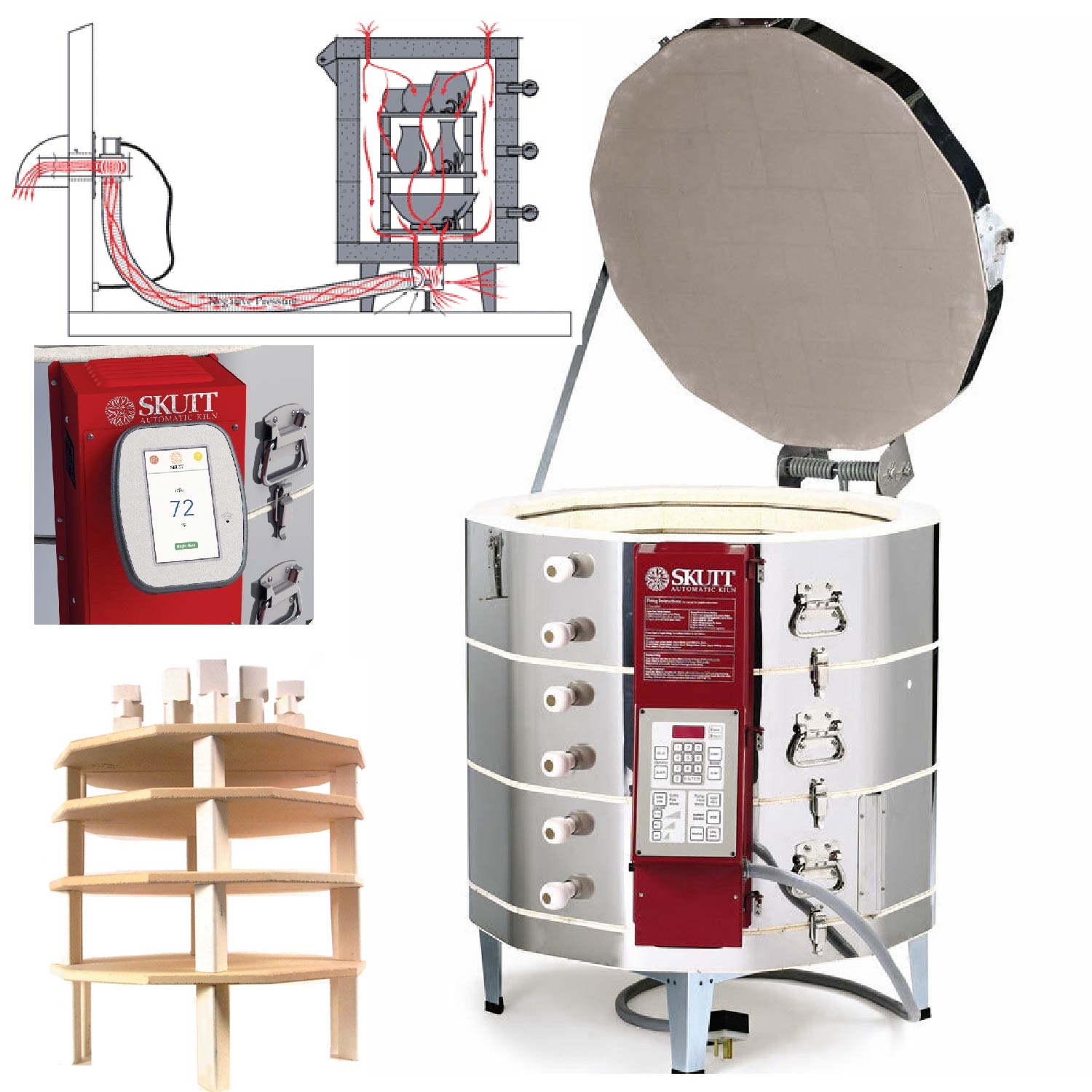 Skutt Kiln KMT1027-3 Package with Vent,  Furniture and Touch Screen