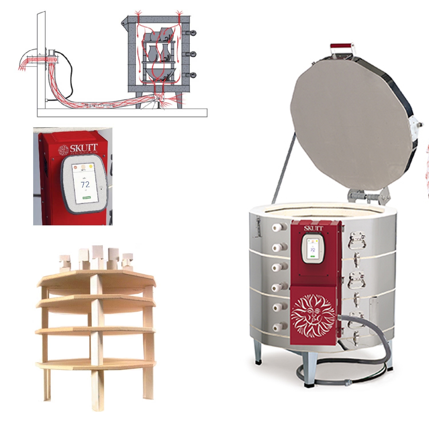 Skutt KMT1227-3PK Kiln Package with Touch-Screen Controller, Vent and 1" Furniture Kit