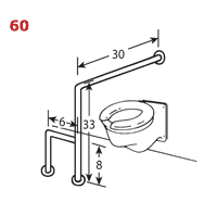 Wall to Floor Grab bar with Slip Outrigger - 30 x 33 inches