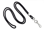 Round 1/8" (3 mm) Standard Lanyard W/ Nickel Plated Steel Swivel Hook - 25 Each - Black