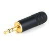 Switchcraft 35HDBAU 3.5MM (1/8" mini) Stereo Plug, gold finger, black handle, 0.290" cable diameter Mates with: 35RAPC Series