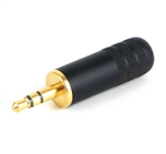 Switchcraft 35HDBAU 3.5MM (1/8" mini) Stereo Plug, gold finger, black handle, 0.290" cable diameter Mates with: 35RAPC Series