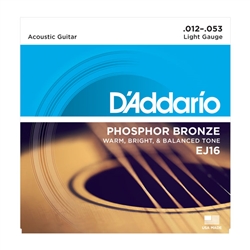 D'Addario EJ16 Phosphor Bronze, Light, 12-53