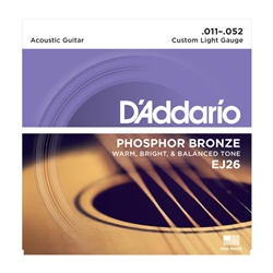 D'Addario  EJ26 Phosphor Bronze, Custom Light, 11-52