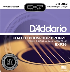 D'Addario EXP26 Coated Phosphor Bronze, Custom Light, 11-52