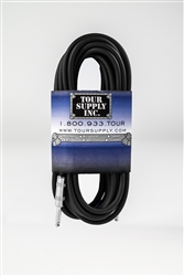 Tour Supply Pro Guitar Cable Black Cable (2) 1/4 Inch Nickel Plated Connectors