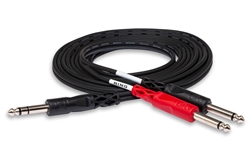 HOSA STP-202 6 Ft  Insert Cable 1/4 in TRS to Dual 1/4 in TS