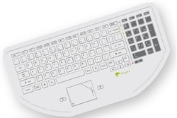Used for Infection Control & Equipment Protection, the CleanBoard Flat-Surface Touchpad Keyboard 653-030-01 can be cleaned by washing with soap and water, sanitized or disinfected.
