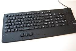 Used for Infection Control & Equipment Protection, the Medical Keyboard with Pointer EK-108-P can be cleaned by washing with soap and water, sanitized or disinfected.