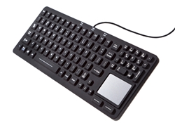 Used for Infection Control & Equipment Protection, the Waterproof Keyboard with Touchpad EKS-97-TP can be cleaned by washing with soap and water, sanitized or disinfected.