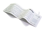 Used for Infection Control & Equipment Protection, the SaniType Full-size Flexible Silicone Washable Keyboard with "Flex Touch" Touchpad and ON/OFF Switch (USB) KBSTFC103STi-W can be cleaned by washing with soap and water, sanitized or disinfected.