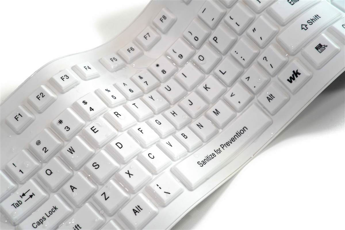 Soft-touch Comfort" Hygienic Full-size Flexible Silicone Washable Keyboard  (USB) (White) | KBSTFC106-W by SaniType Sanitary and Hygienic Typing from  WetKeys Washable and Waterproof Keyboards
