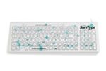 Used for Infection Control & Equipment Protection, the SaniType "Swipe Clean" Smooth Surface Washable Keyboard | KBSTRC106SC-W can be cleaned by washing with soap and water, sanitized or disinfected.