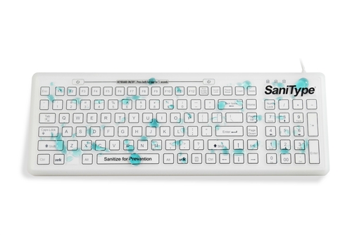 Used for Infection Control & Equipment Protection, the SaniType "Swipe Clean" Smooth Surface Washable Keyboard | KBSTRC106SC-W can be cleaned by washing with soap and water, sanitized or disinfected.