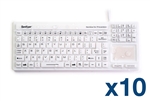 Case of (10) KBSTRC106T-W - SaniType "Touchpad Plus" Hygienic Medical-Grade Rigid Silicone Washable Keyboard (USB) (White) | KBSTRC106T-W-C10