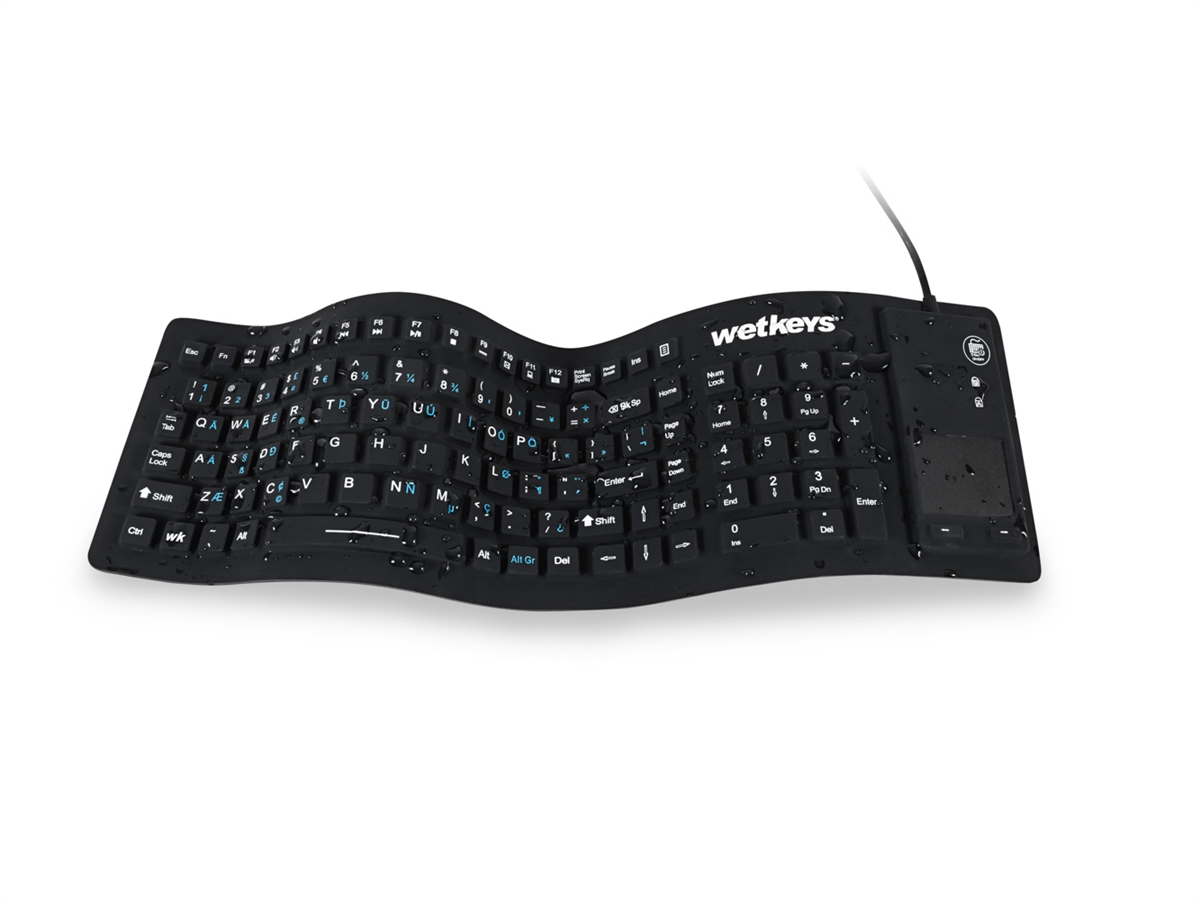Flex Touch Full-size Flexible Silicone Washable Keyboard with Touchpad and  ON/OFF Switch (USB) (Black)