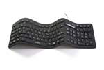 Used for Infection Control & Equipment Protection, the Waterproof "Soft-touch Comfort" Professional-grade Full-size Flexible Silicone Waterproof Keyboard (USB) KBWKFC106-BK can be cleaned by washing with soap and water, sanitized or disinfected.