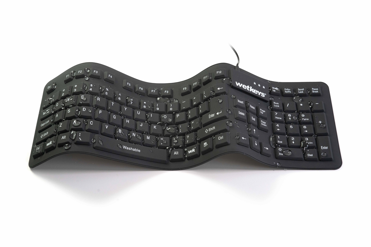 Soft-touch Comfort Professional-grade Full-size Flexible Silicone  Waterproof Keyboard (USB) (Black)