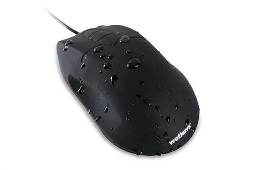 Used for Infection Control & Equipment Protection, the Waterproof Professional-grade Ergonomic Optical Waterproof Mouse with 3-button Scroll (USB/PS2) OMWK0C01-BK can be cleaned by washing with soap and water, sanitized or disinfected.