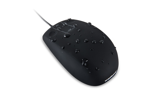 Used for Infection Control & Equipment Protection, the Waterproof Professional-grade Optical Waterproof Mouse with Touchpad-scroll (USB) OMWK0C03-BK can be cleaned by washing with soap and water, sanitized or disinfected.