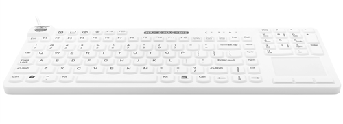 Man and Machine Really-Cool-Touch-Low-Profile Standard-size 15-inch Waterproof Silicone Keyboard, Touchpad, Lifetime Warranty (USB) (White) | RCTLP/W5/LT