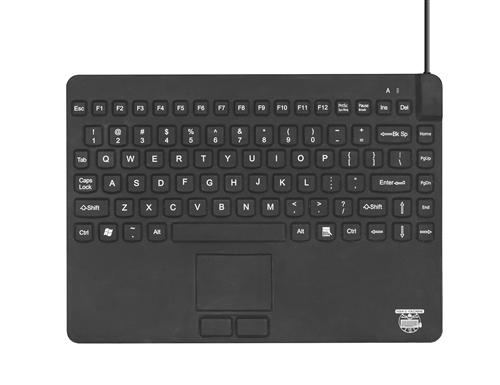 Man and Machine Slim-Cool-Low-Profile-Touch Backlit Small-Footprint 12-inch Waterproof Silicone Keyboard and Touchpad (USB) (Black) | SCLP+/BKL/B5