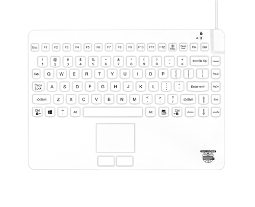 Man and Machine Slim-Cool-Low-Profile-Touch Small-Footprint 12-inch Waterproof Silicone Keyboard, Touchpad, and Lifetime Warranty (USB) (Hygienic White) | SCLP+/MAG/W5/LT