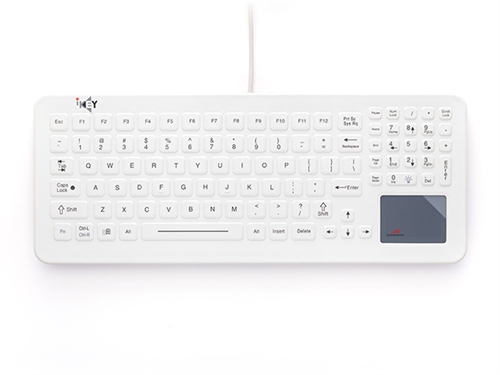 iKey SlimKey Cleanable Sealed Medical Keyboard Touchpad (USB) (White) | SLK-102-TP-FL-WHITE-USB