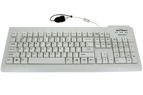 Used for Infection Control & Equipment Protection, the Silver-Seal Medical Grade Greek Keyboard SSWKSV208GR can be cleaned by washing with soap and water, sanitized or disinfected.