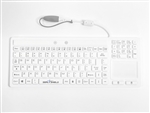 Used for Infection Control & Equipment Protection, the Seal-Touch Glow Backlit Silicone Keyboard Pointer SW108PG can be cleaned by washing with soap and water, sanitized or disinfected.