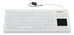 Used for Infection Control & Equipment Protection, the Seal-Touch-Glow Backlit Silicone Keyboard Pointer SW90PG2 can be cleaned by washing with soap and water, sanitized or disinfected.