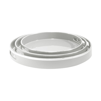 Round White Lacquer Trays
