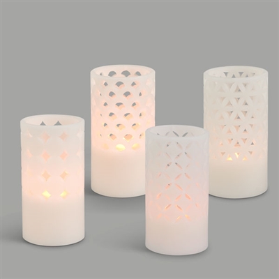 Carved Flameless Candles - Set of Four